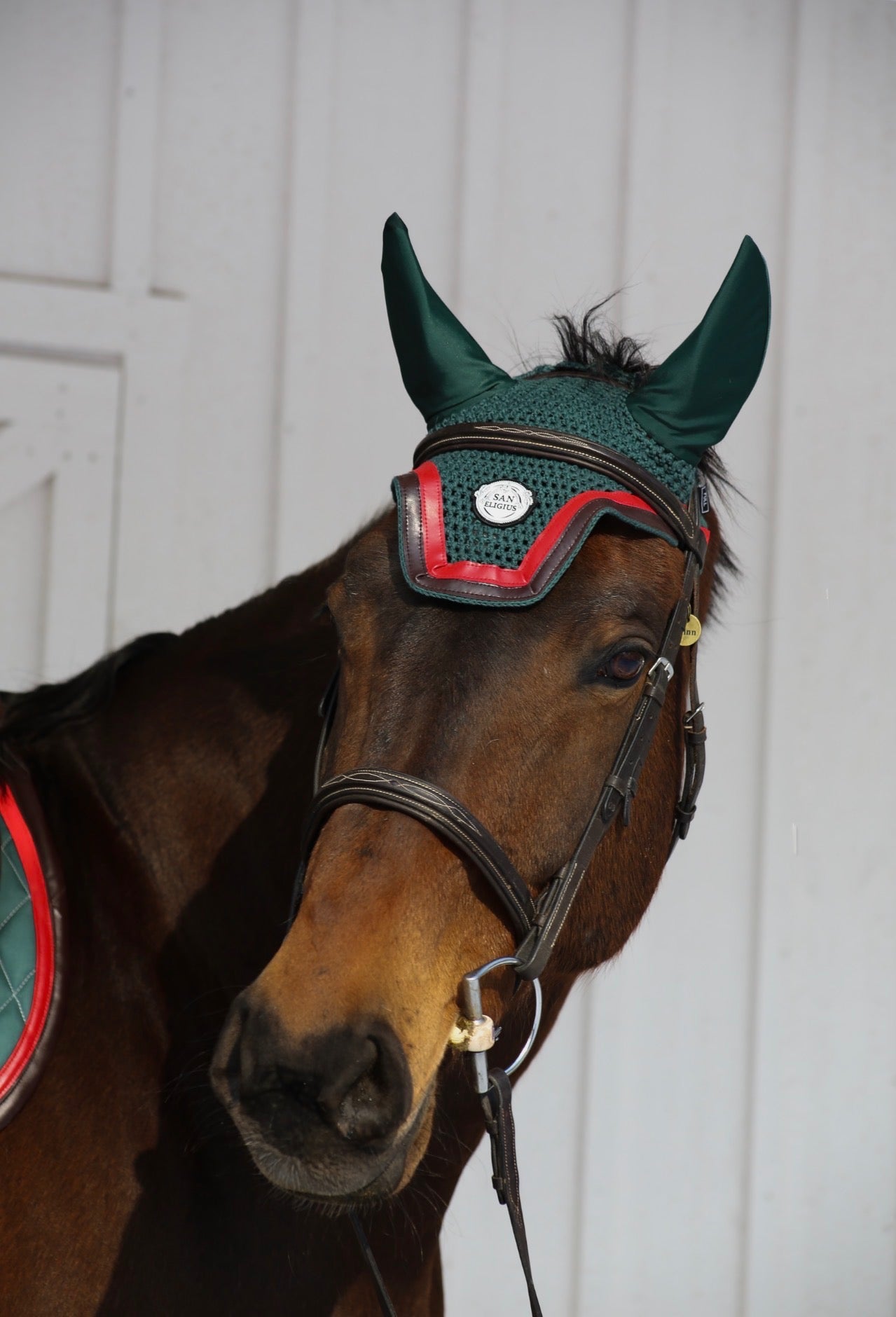green and red horse bonnet