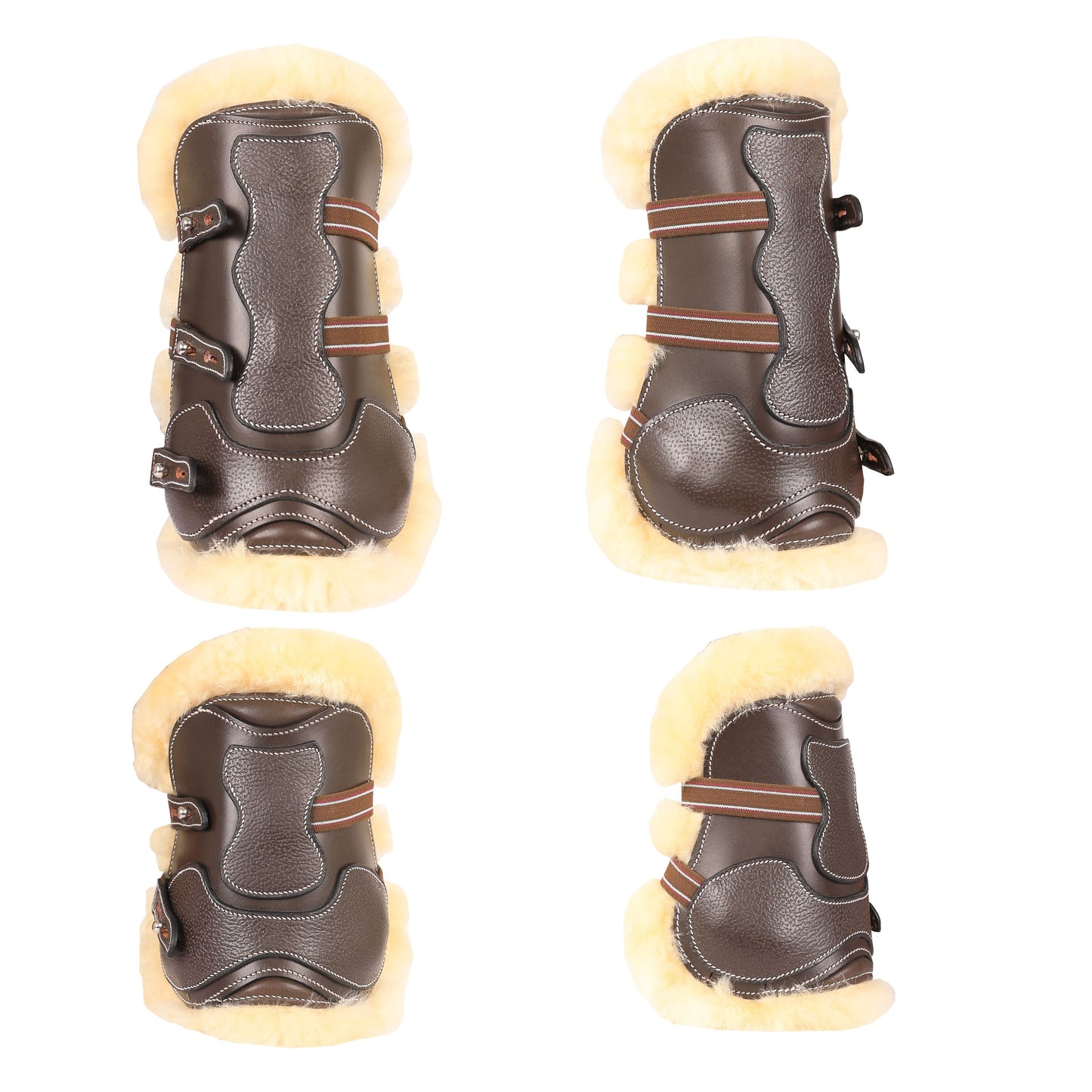 brown leather horse boots with sherpa lining