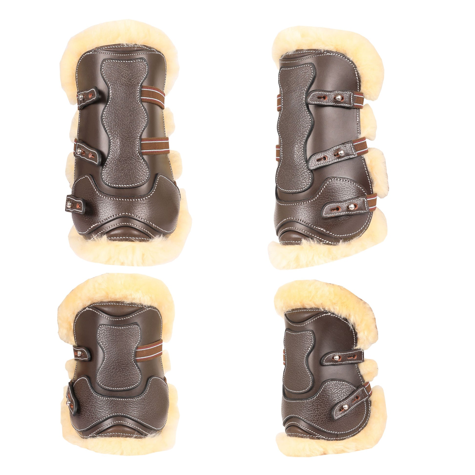 brown leather horse boots with fleece lining