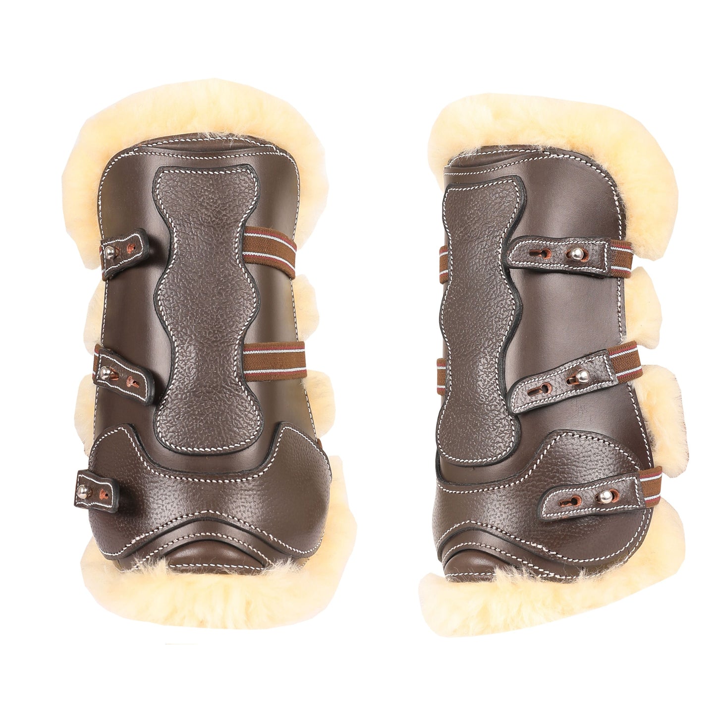 brown leather horse boots with sherpa fleece lining
