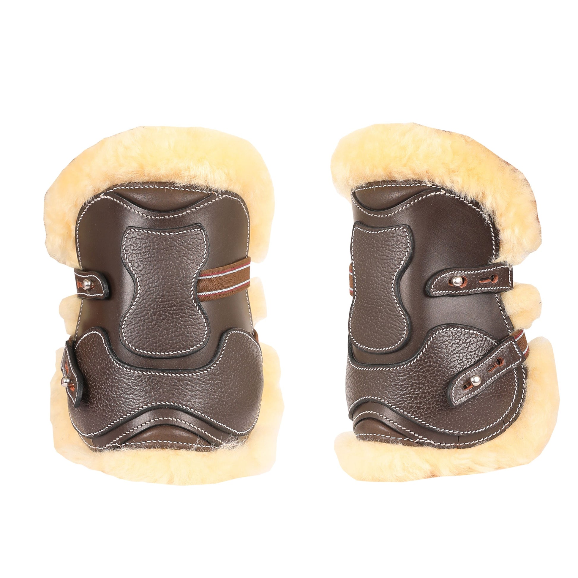 brown leather horse boots with sherpa lining