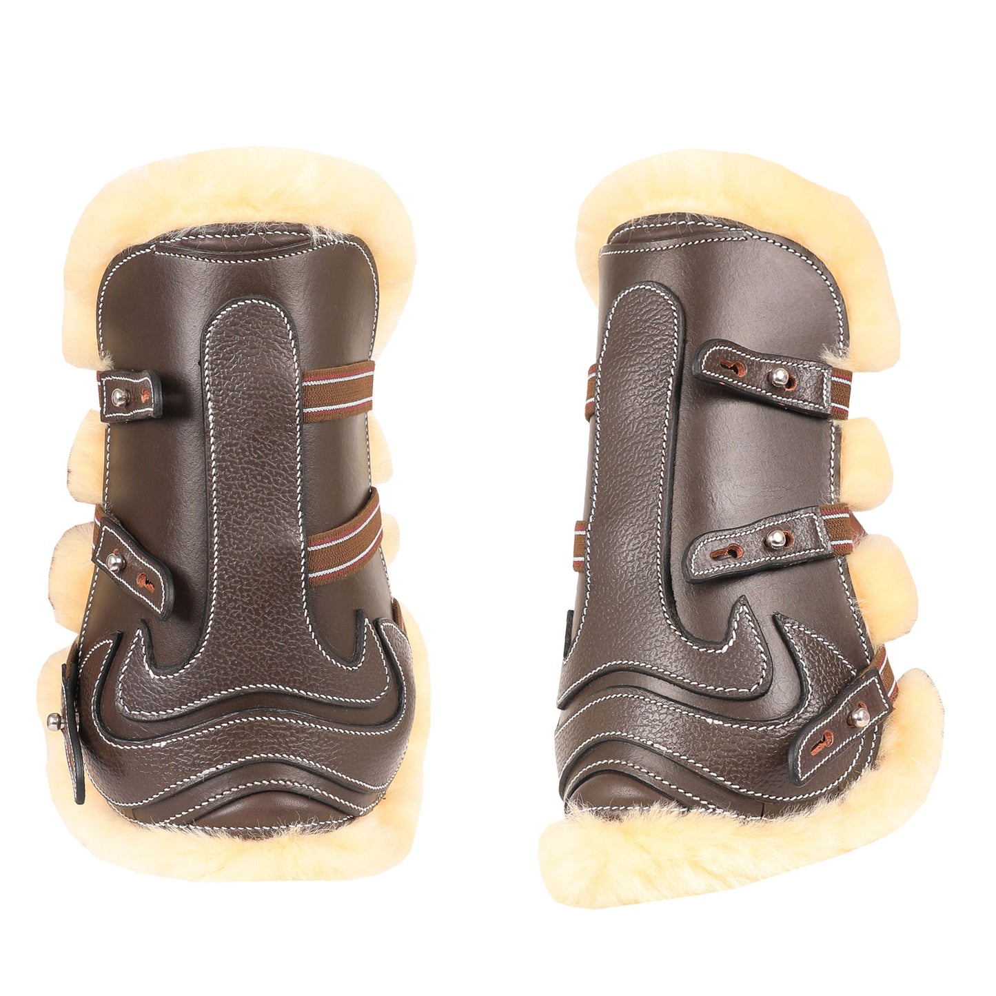 brown leather horse boots with sherpa lining