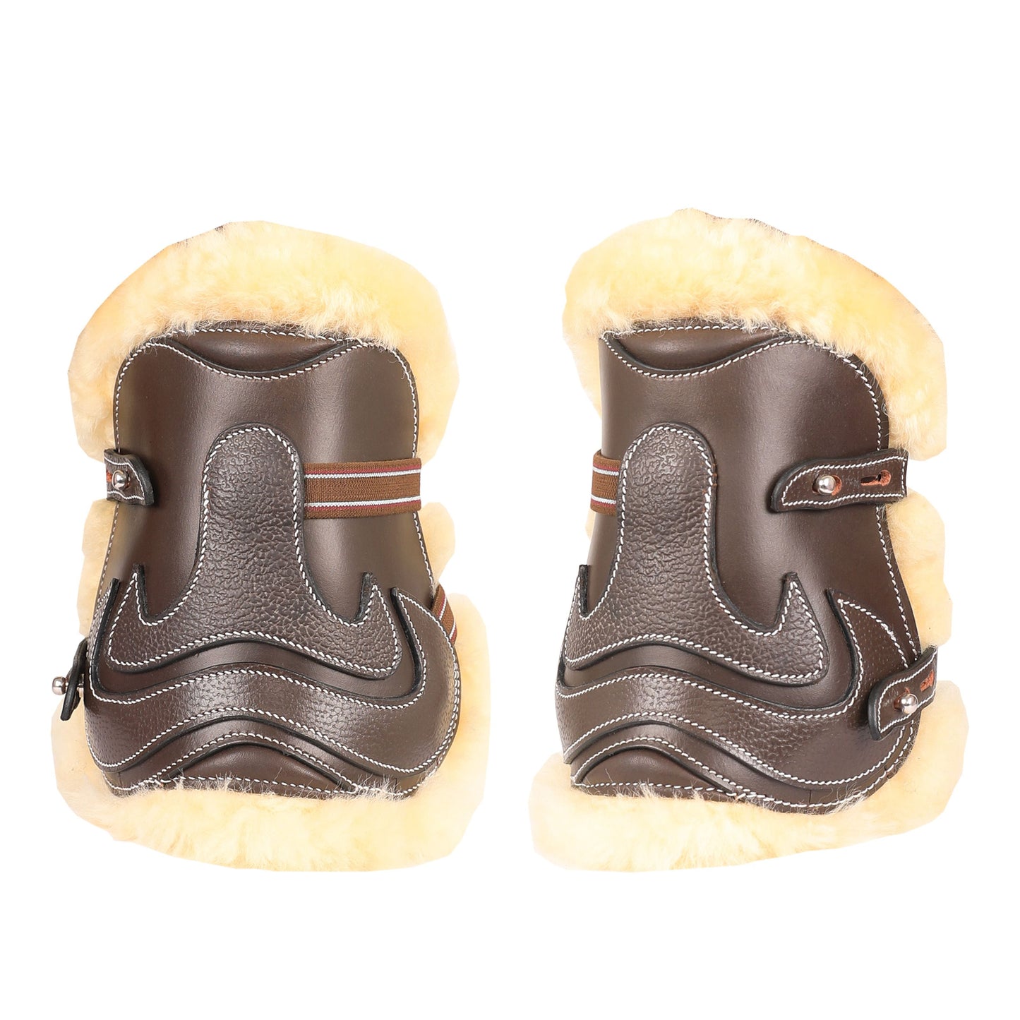brown leather horse boots with sherpa lining