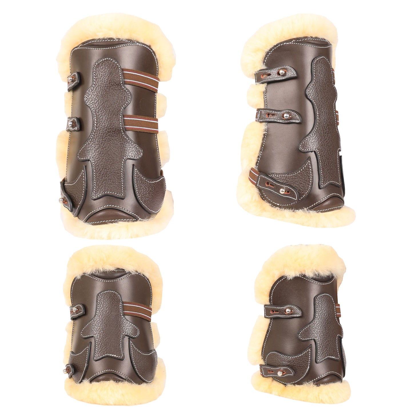 brown leather horse boots with sherpa lining