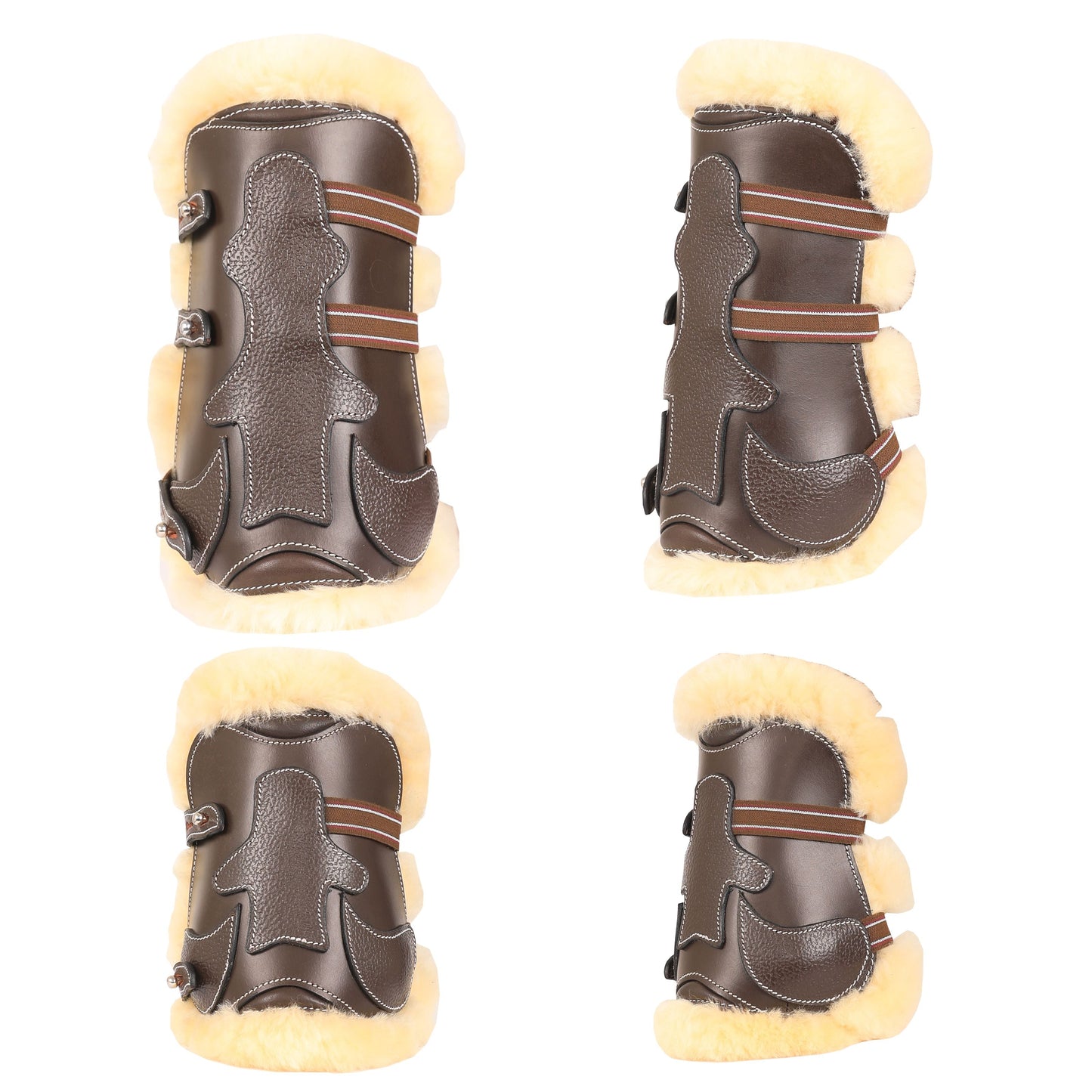 brown leather horse boots with sherpa lining