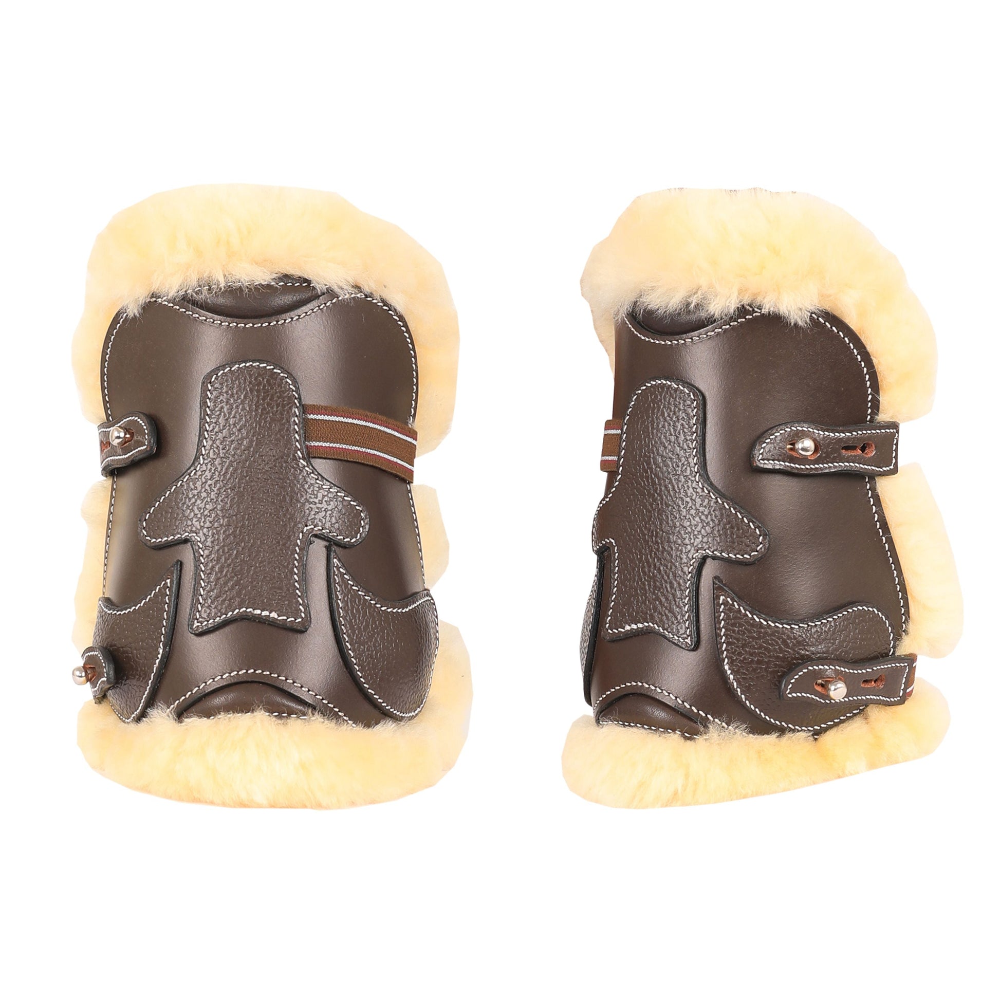 brown leather horse boots with sherpa lining