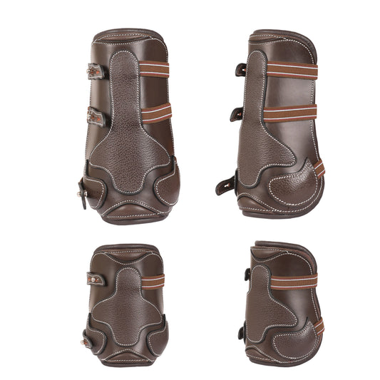Bridles & Reins ExionPro Leather Horse Tendon Show Jump Boots Havana (Choco Brown)