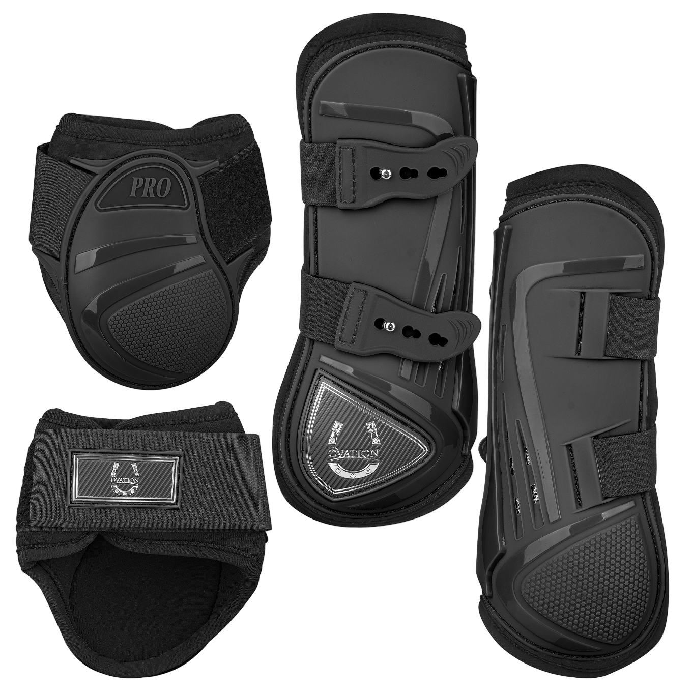 set of black horse boots