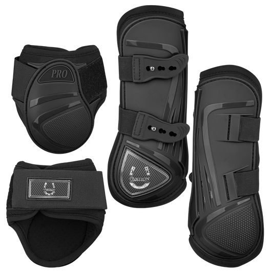 set of black horse boots