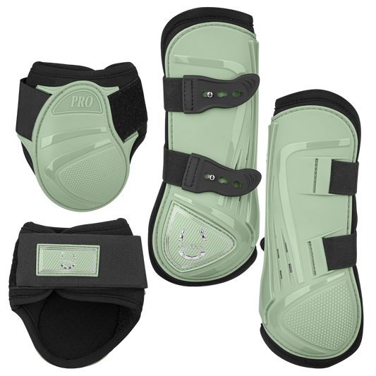 set of green horse boots