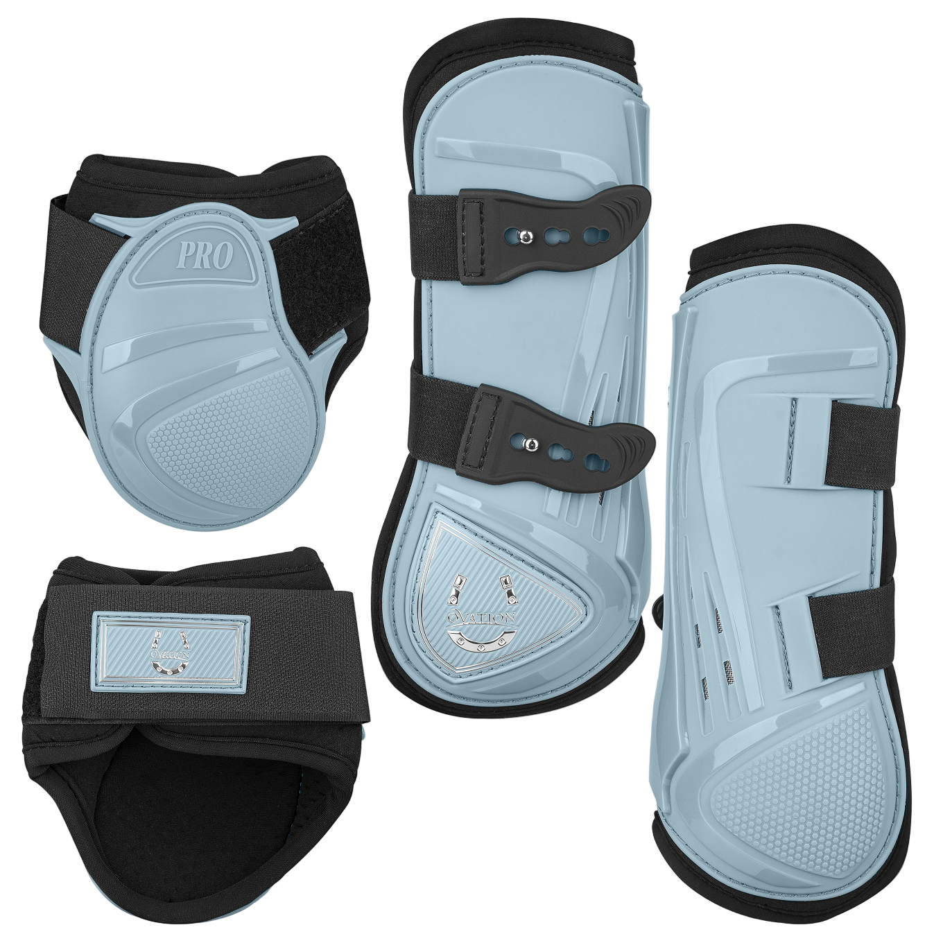 set of light blue horse boots