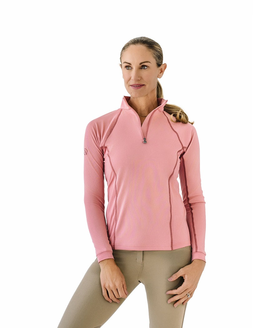 Ovation Riding Women’s Quarter-Zip Performance Sunshirt - Rose Warm Earth