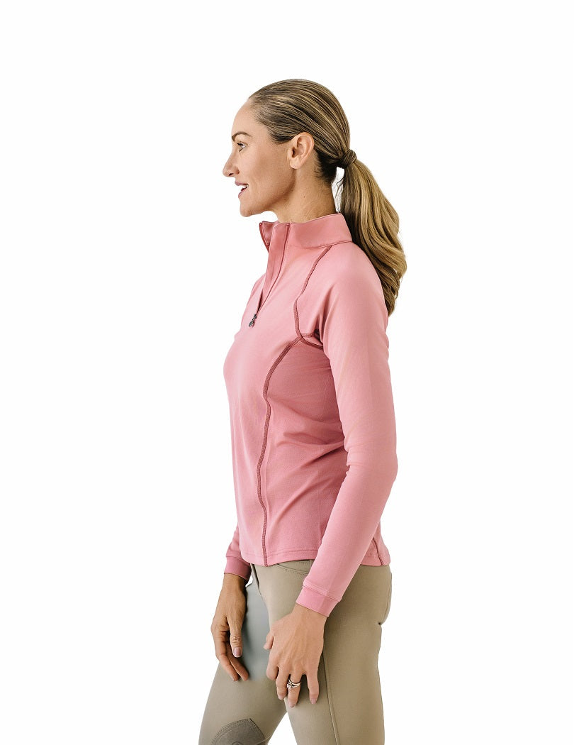 Ovation Riding Women’s Quarter-Zip Performance Sunshirt - Rose Warm Earth