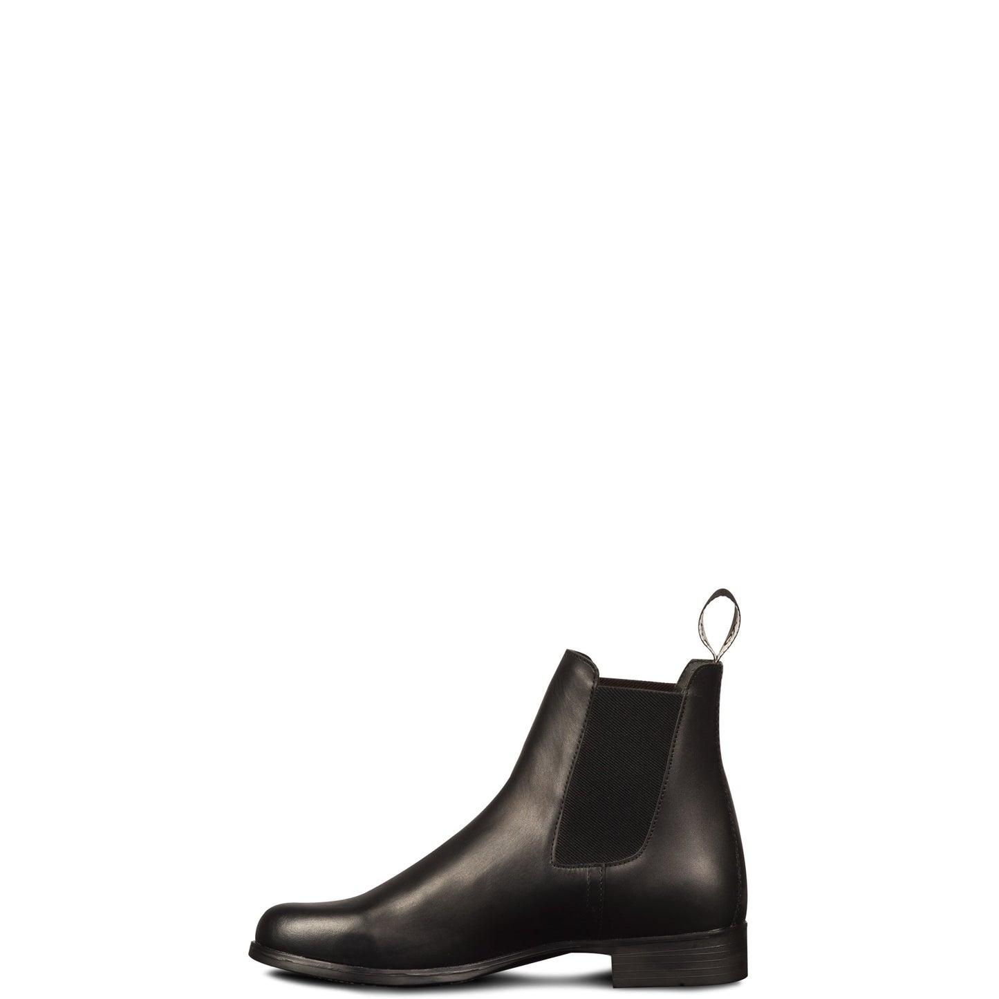 Black Chelsea boot on a white background