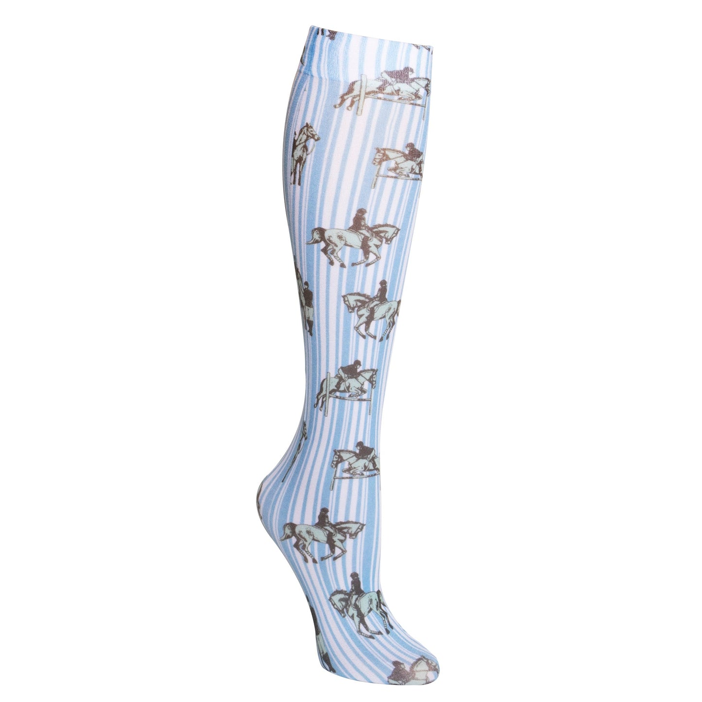 Knee socks with horse and rider pattern