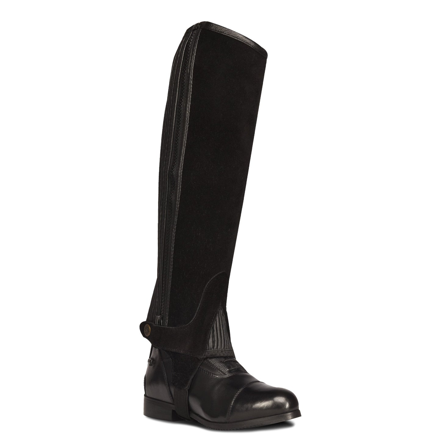 black suede and synthetic leather half chaps