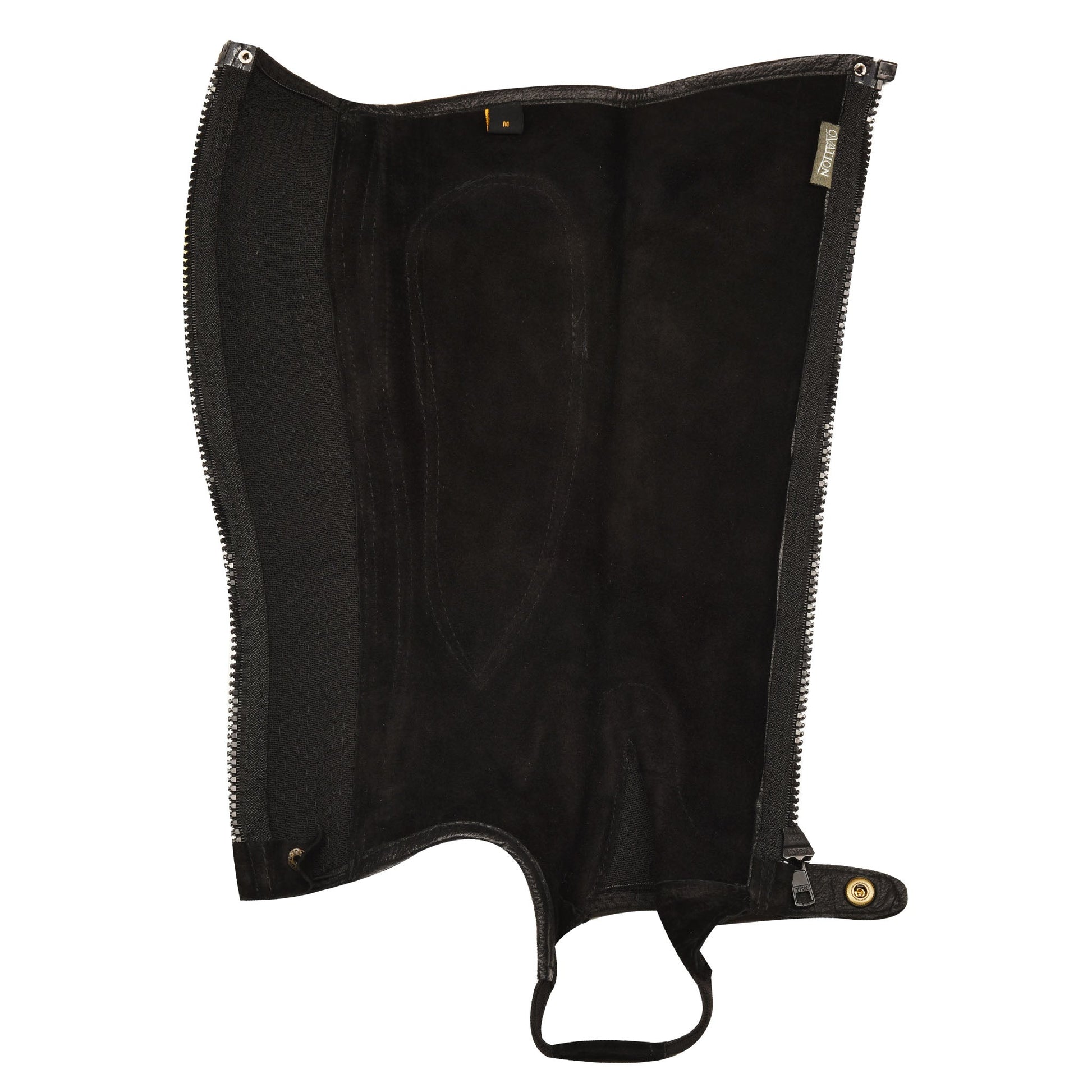 suede lined black half chaps