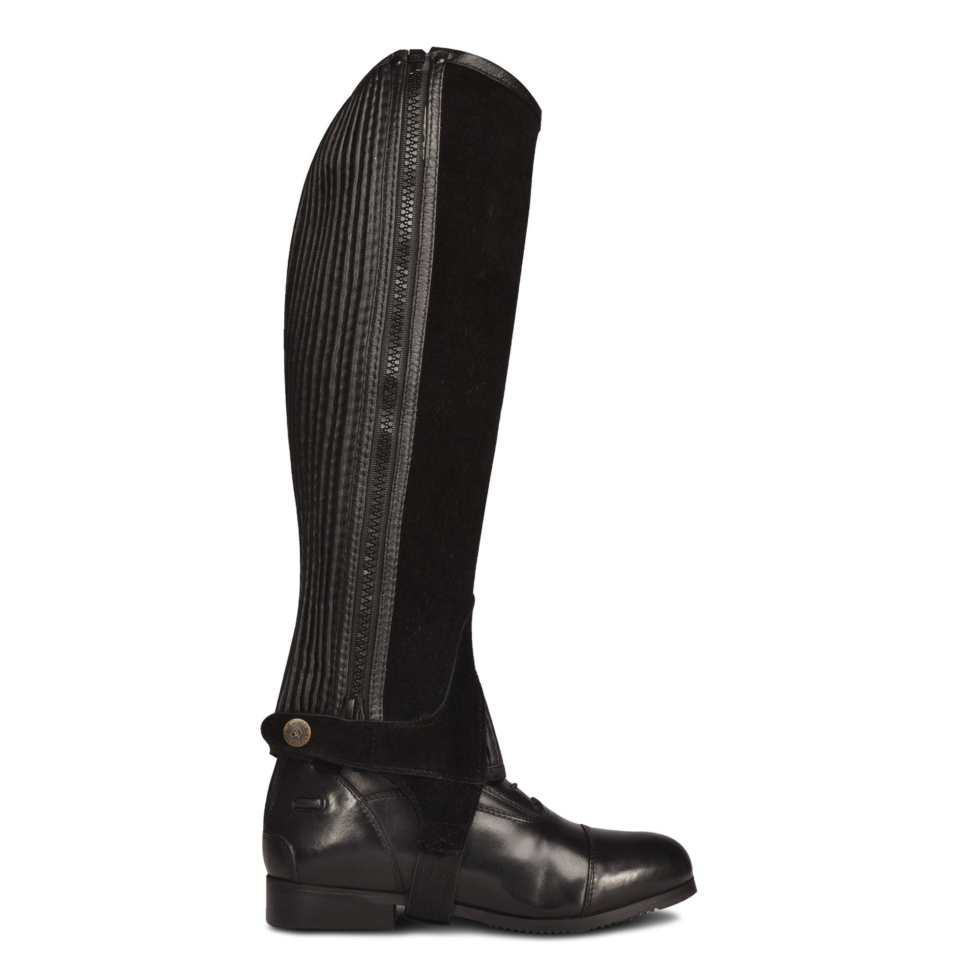 black suede half chaps