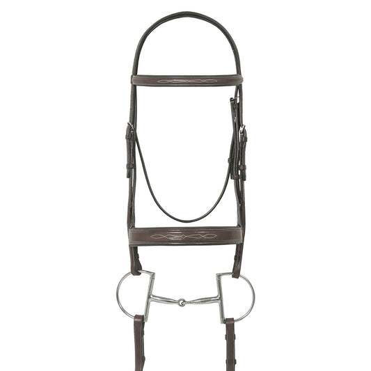 brown leather bridle with reins
