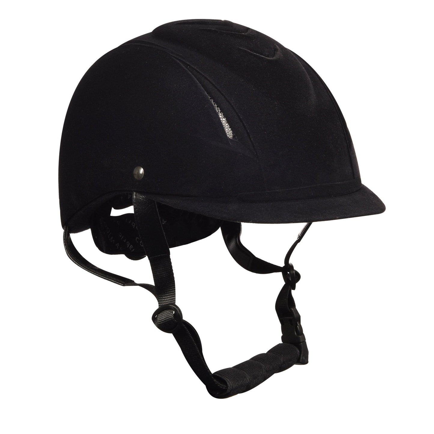 black riding helmet flocked