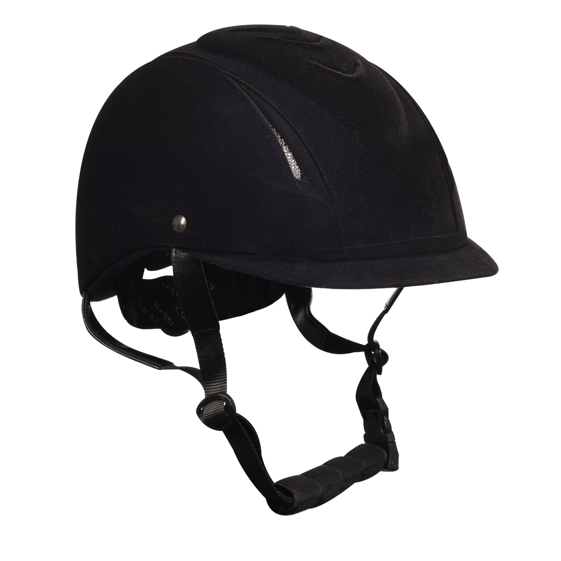 black riding helmet flocked