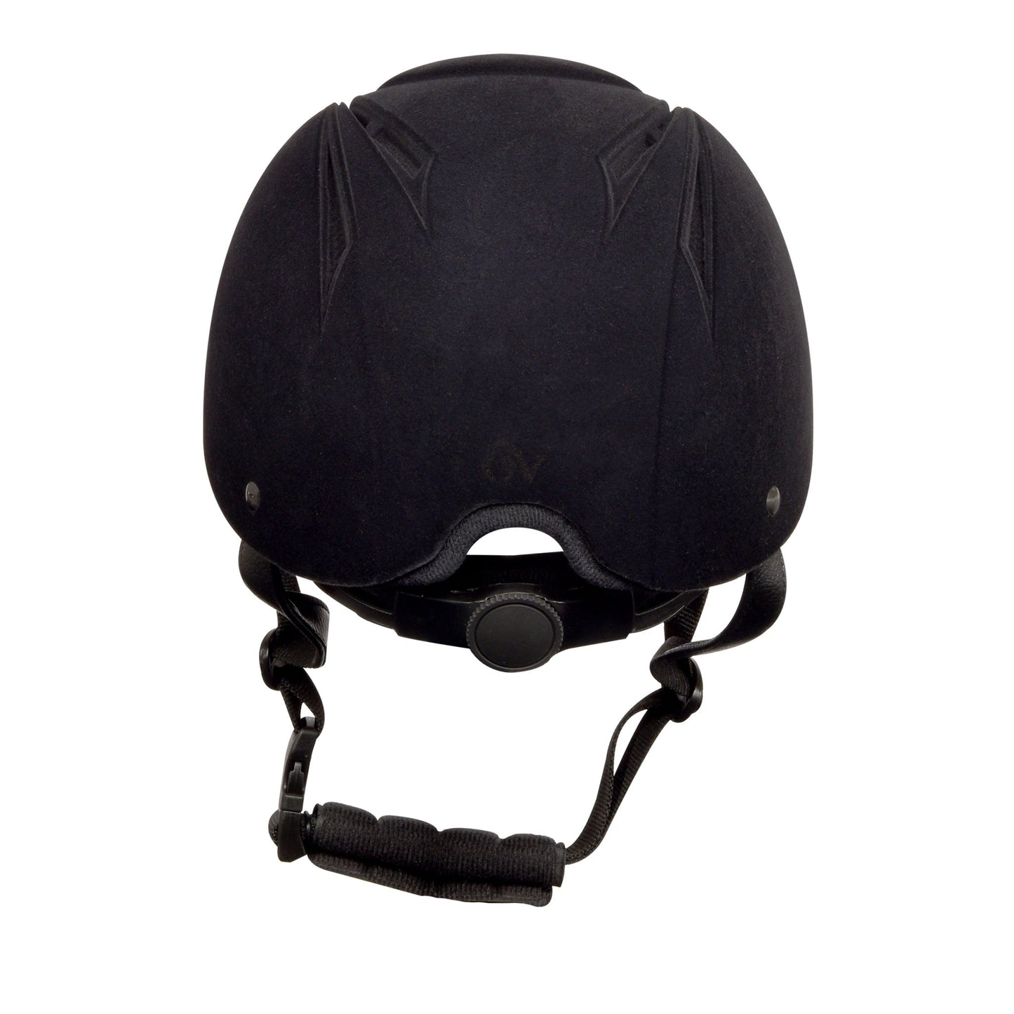 black riding helmet flocked