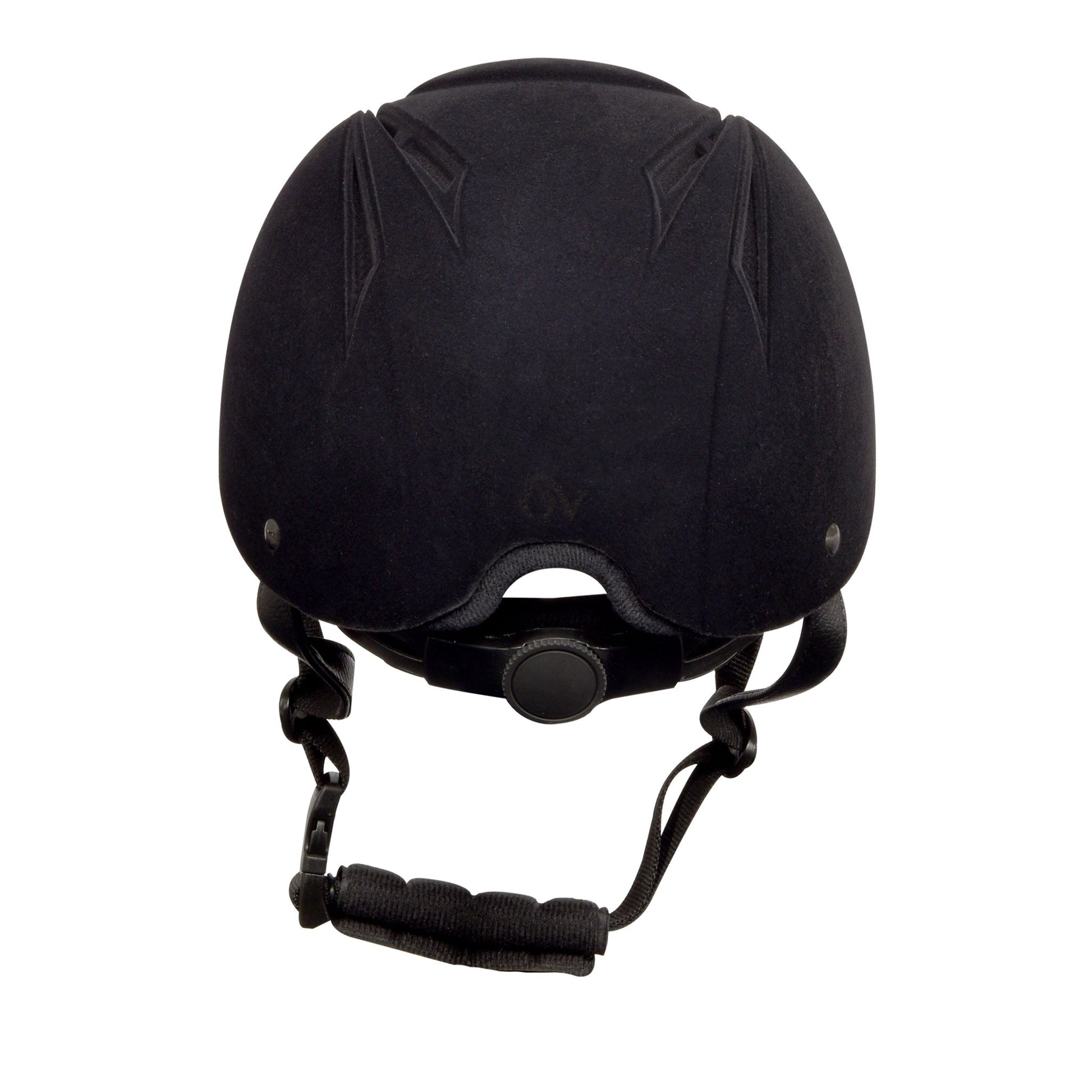 black riding helmet flocked