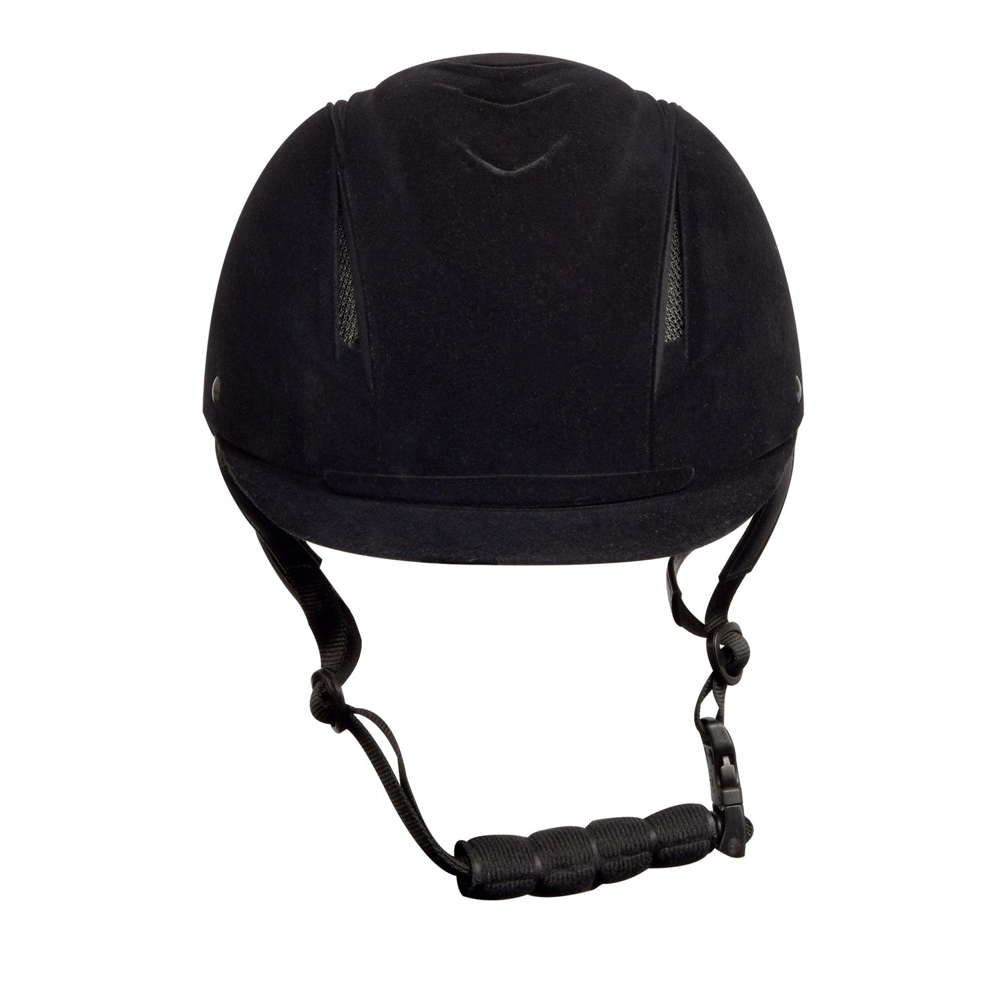 black riding helmet flocked