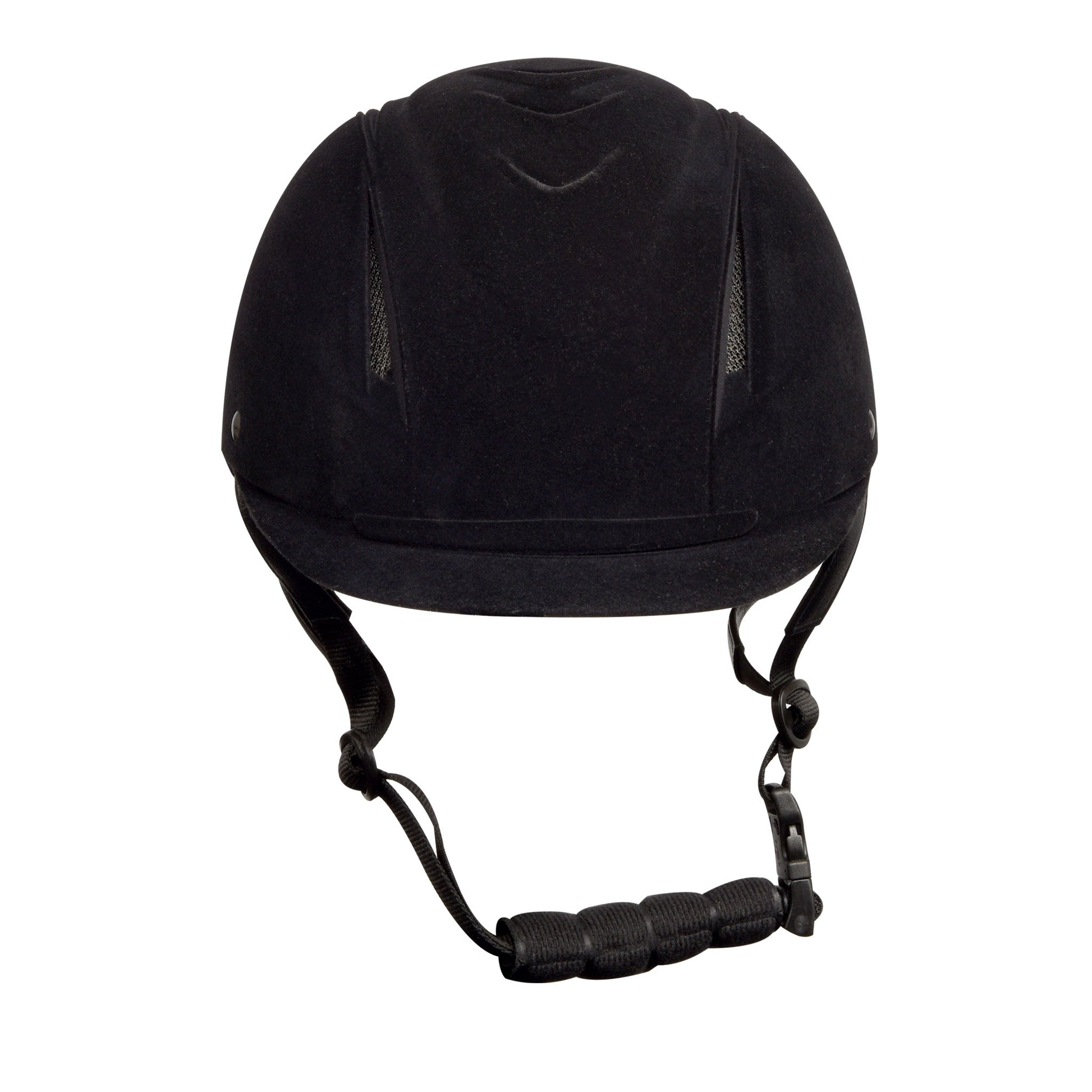 black riding helmet flocked