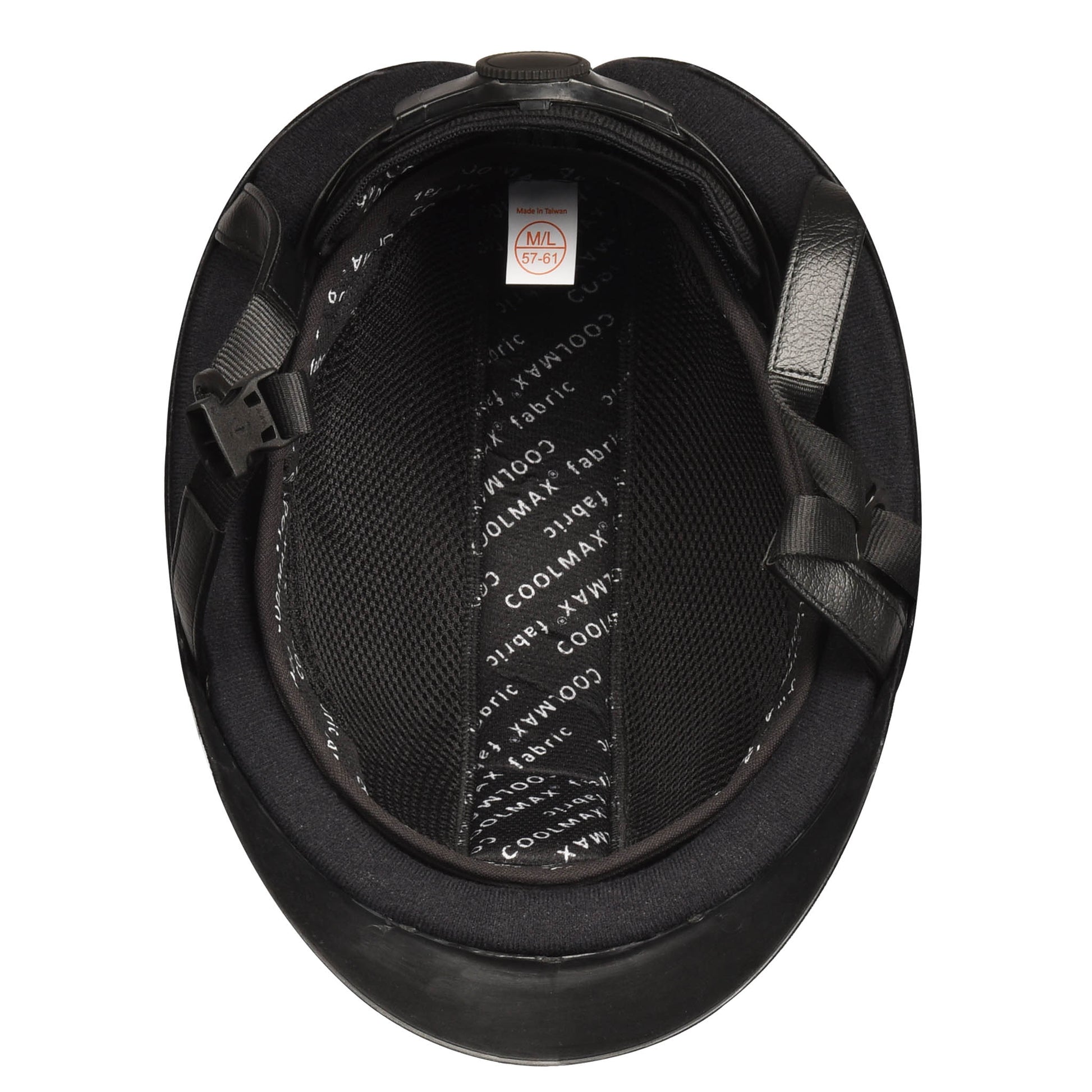 black riding helmet flocked