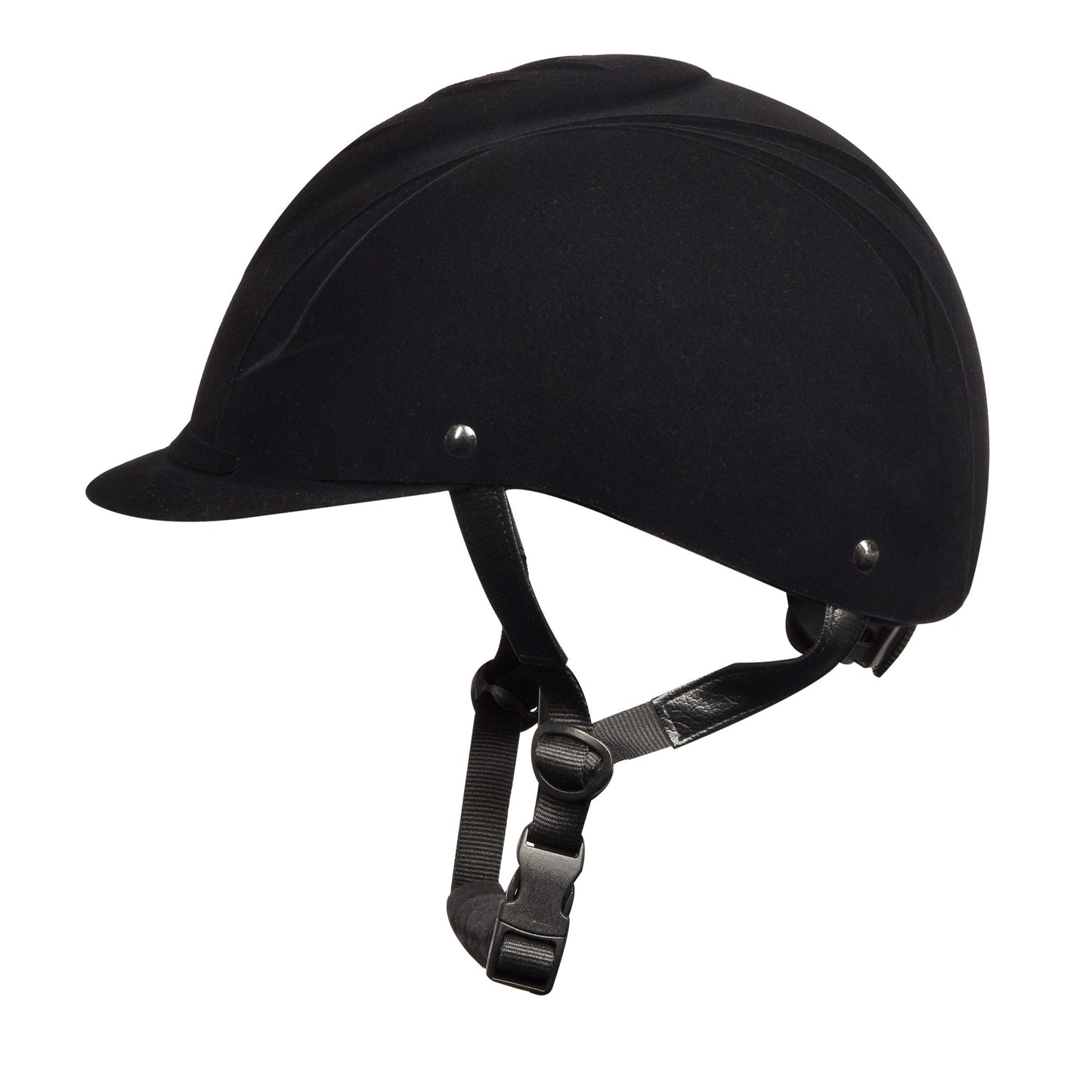 black riding helmet flocked