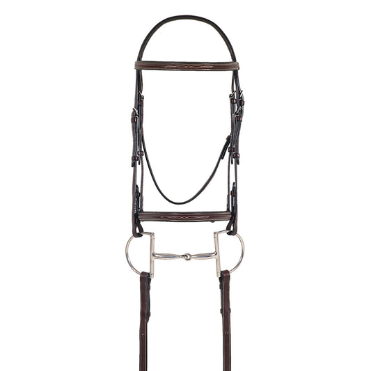 brown horse bridle with reins