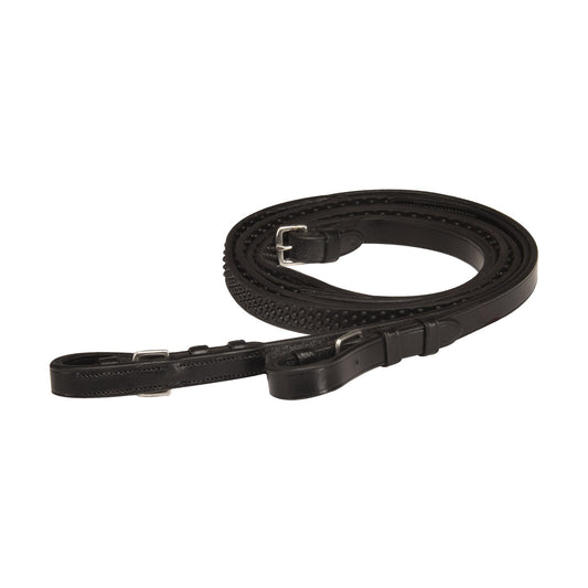 black leather reins