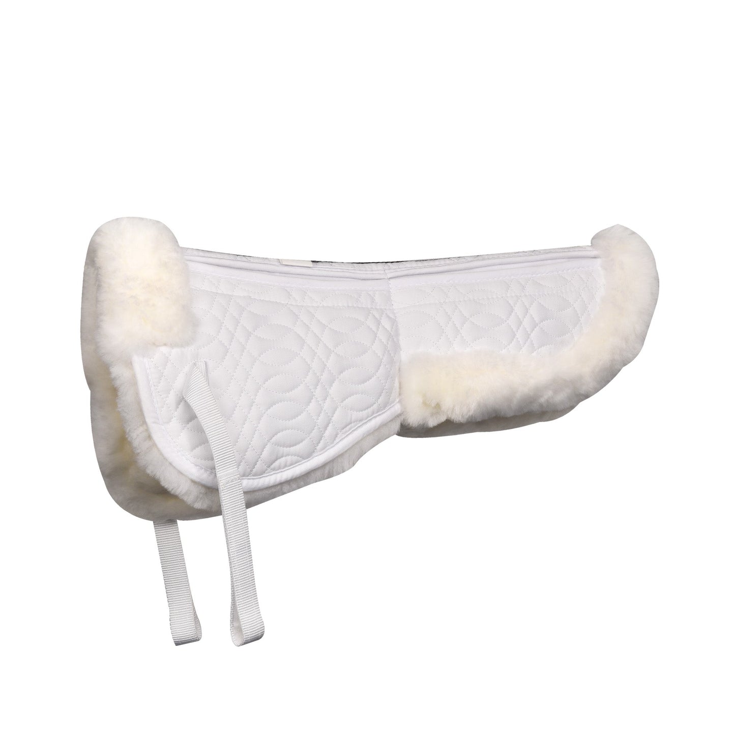 white saddle pad with sheepskin lining