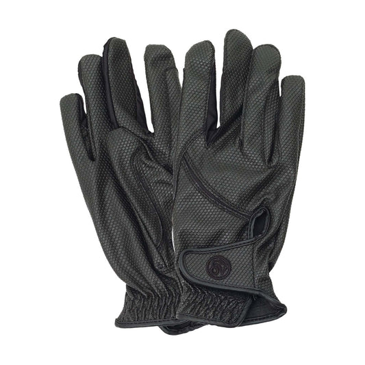 black textured riding gloves