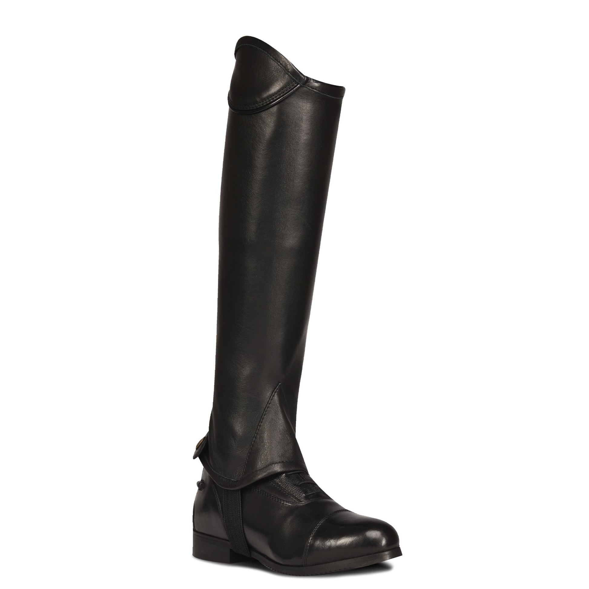 Black leather half chaps for women