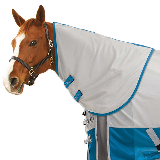 grey fly sheet with blue trim
