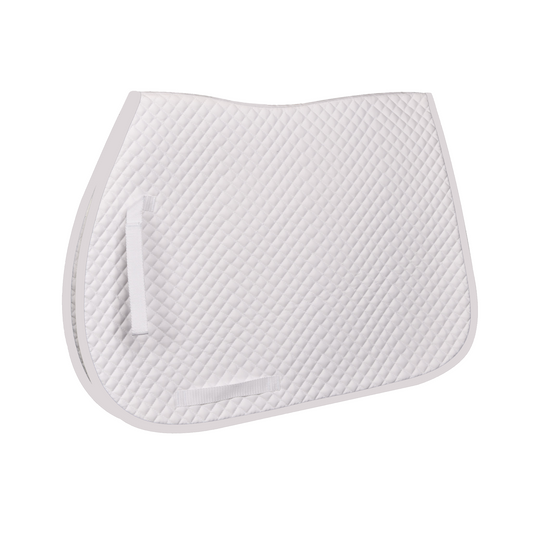White quilted saddle pad on a white background