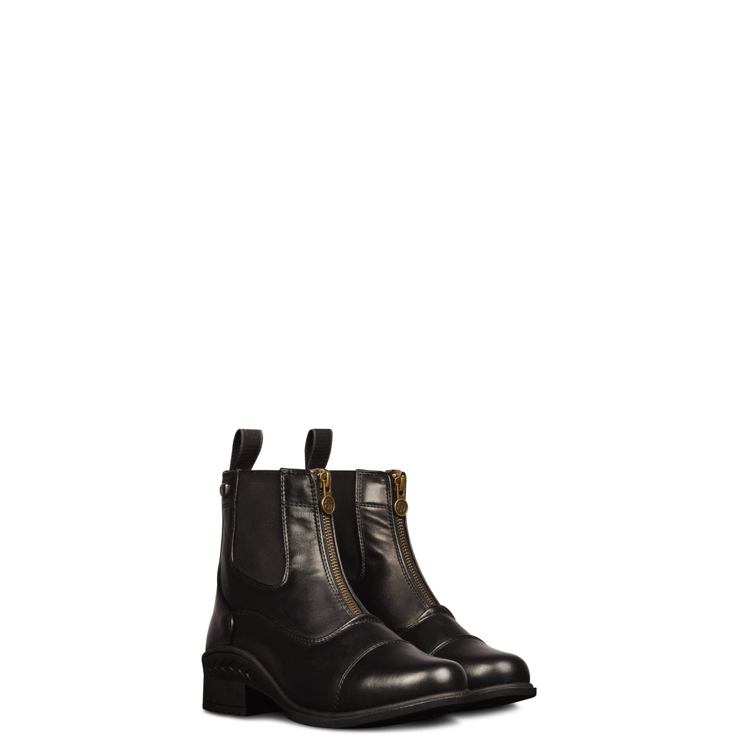 Black vegan leather paddock boot with zipper
