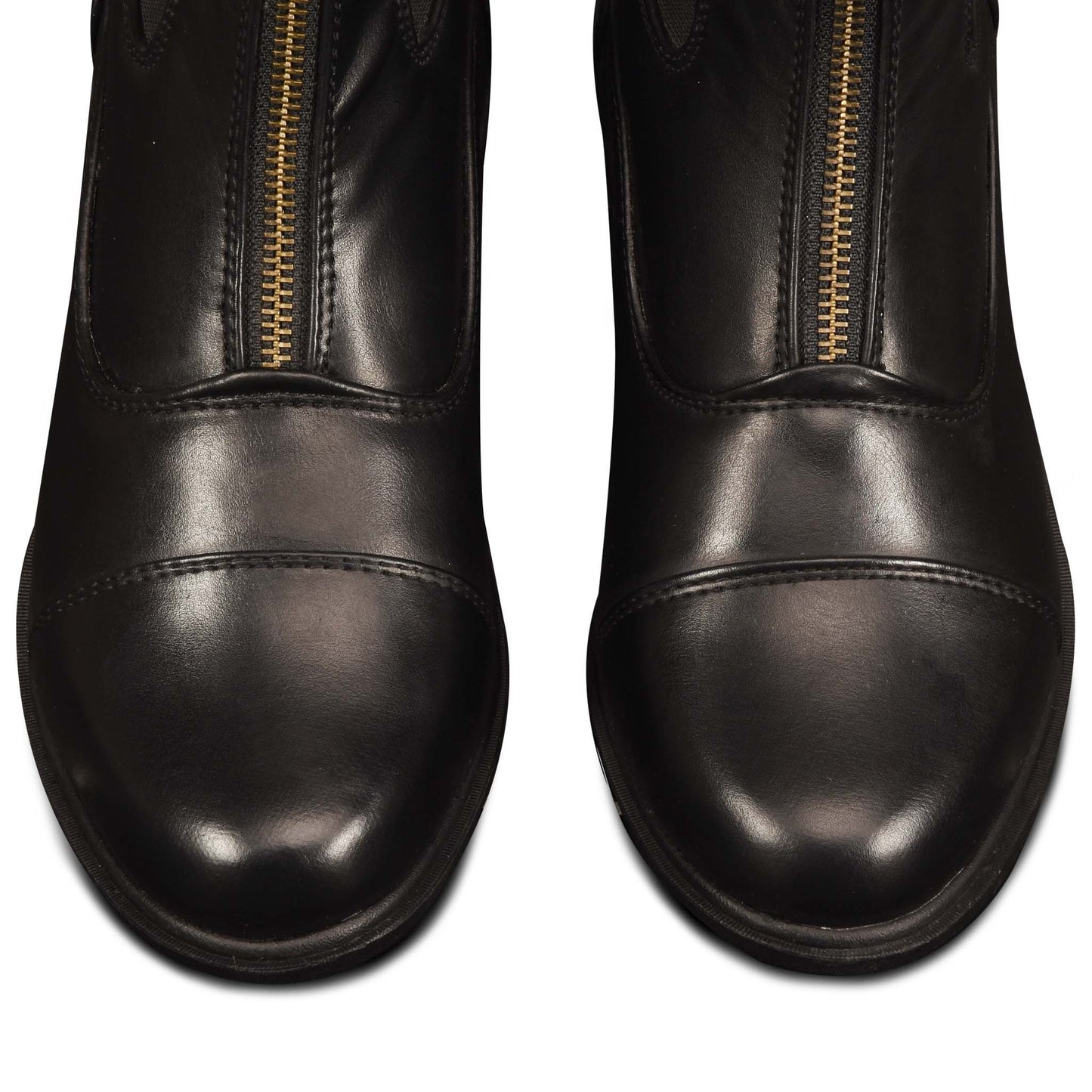 Black vegan leather paddock boot with zipper