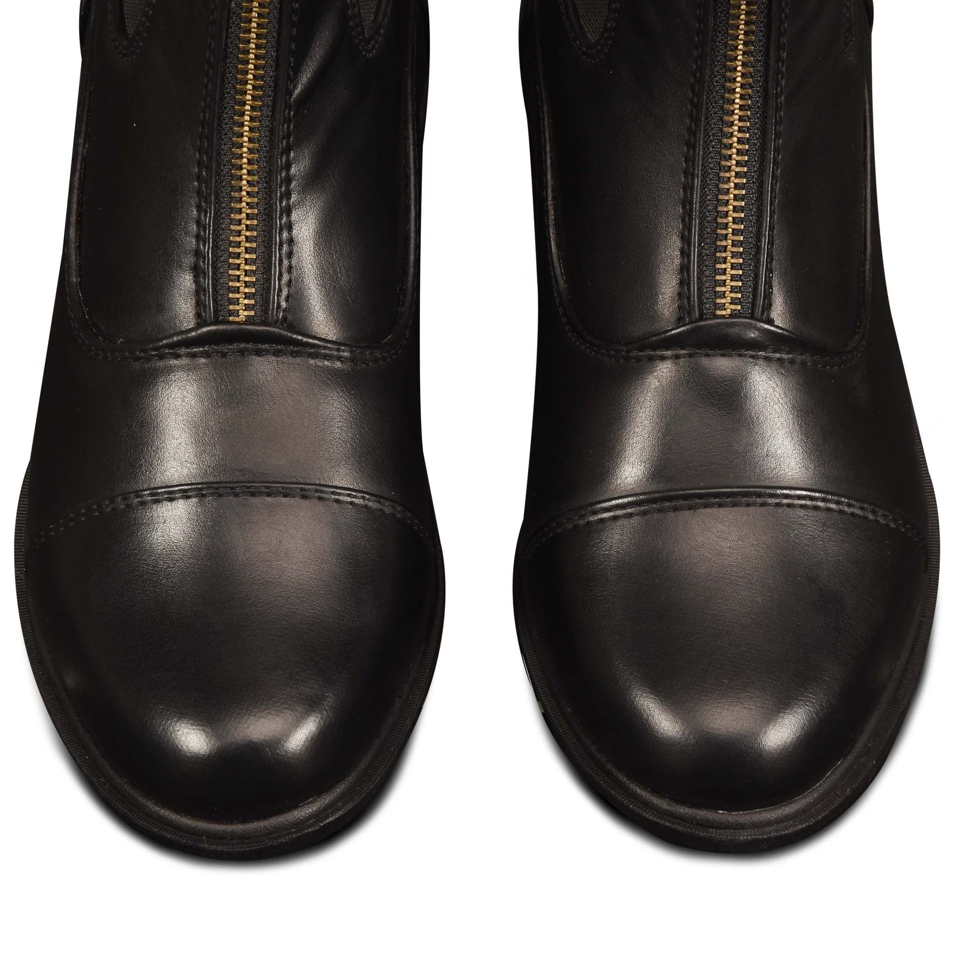 Black vegan leather paddock boot with zipper