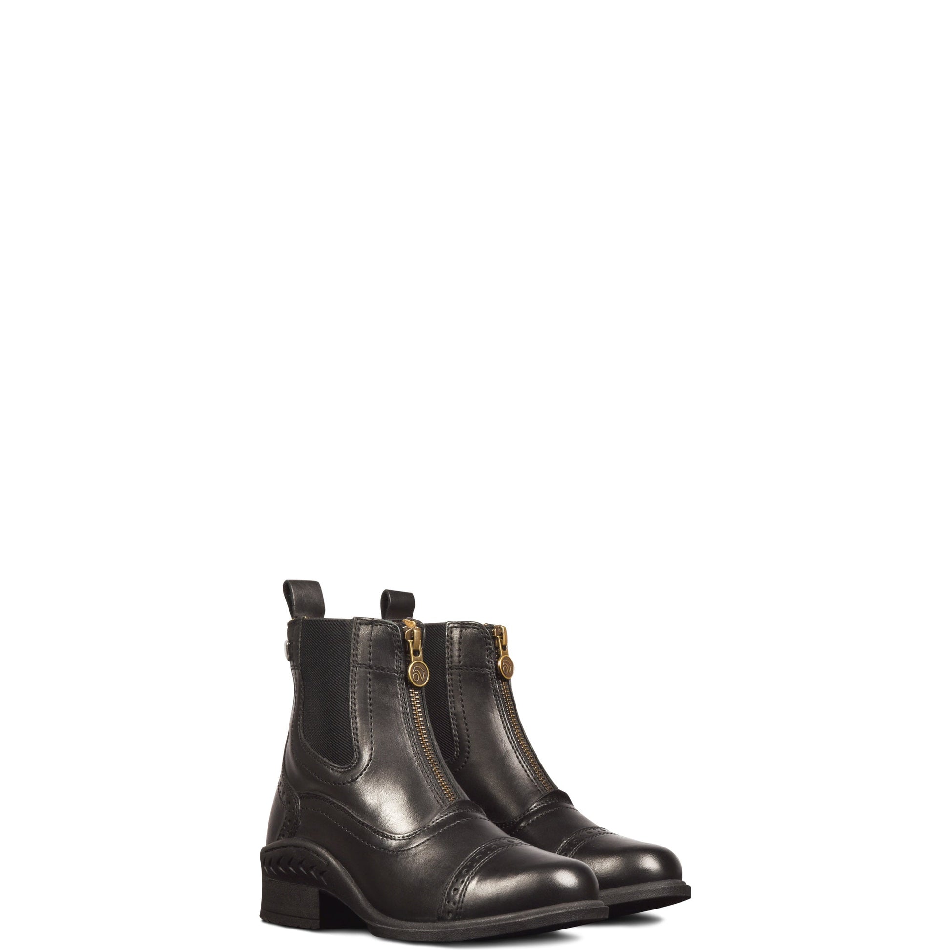 Black paddock boot leather zip