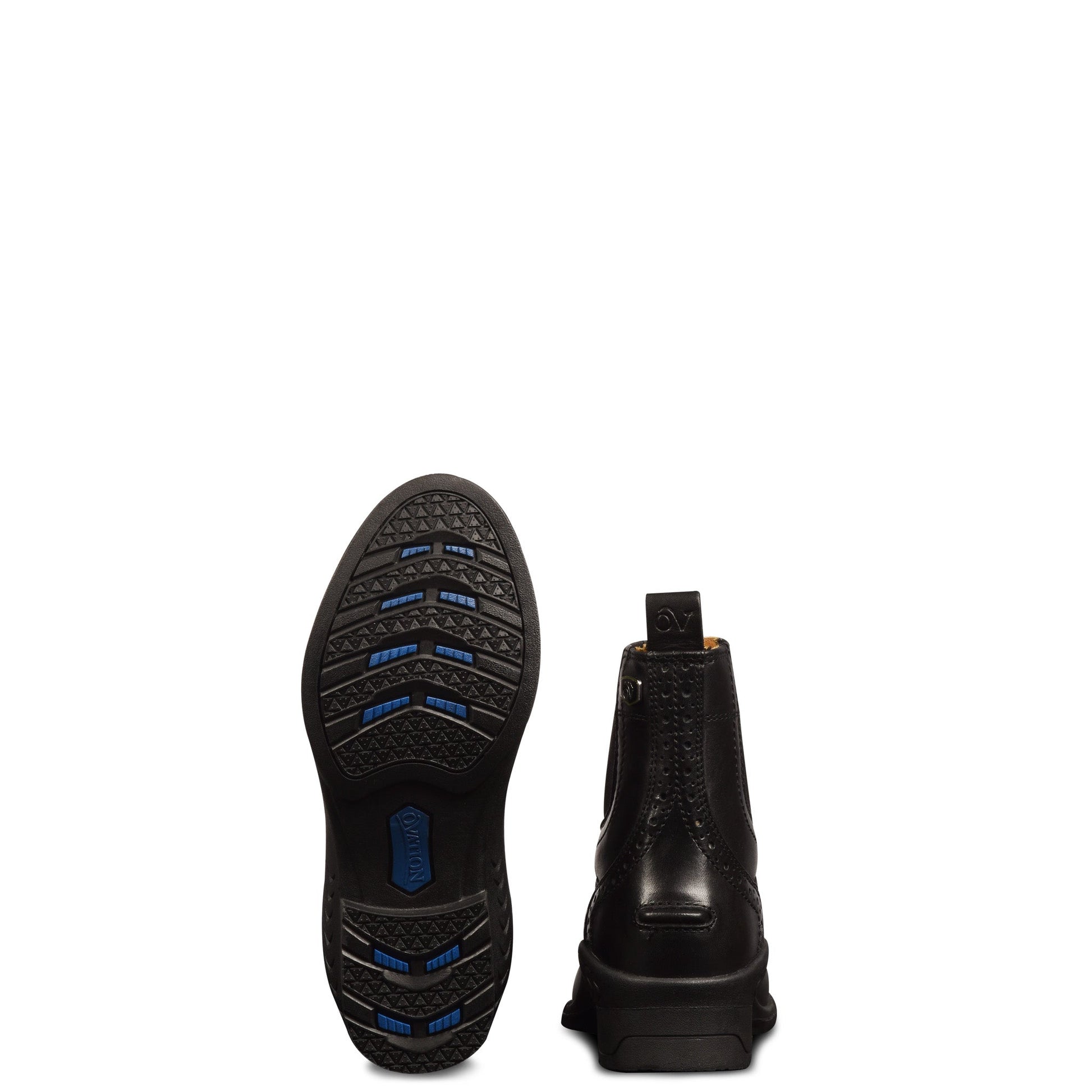 Black paddock boot leather zip sole
