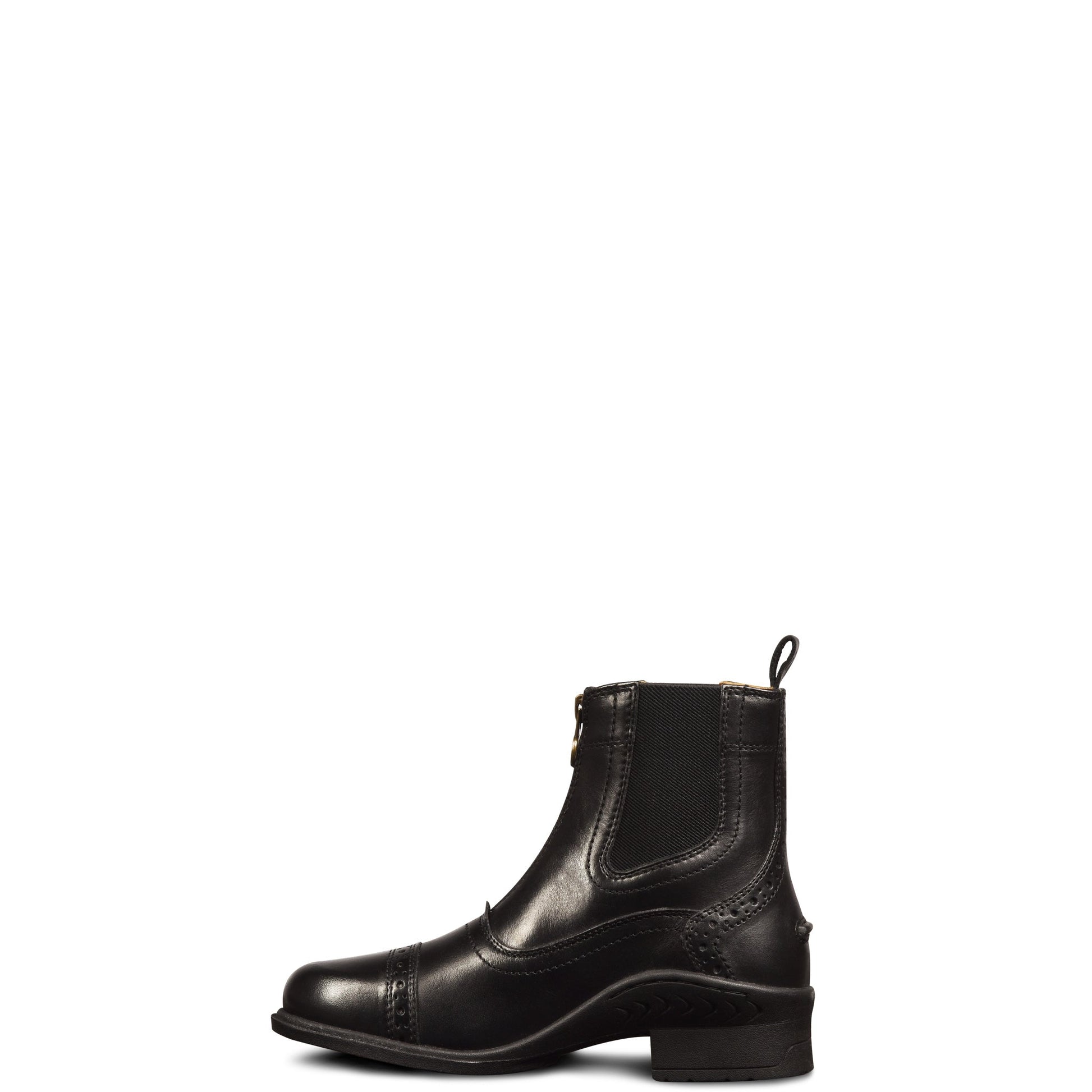 Black paddock boot leather zip