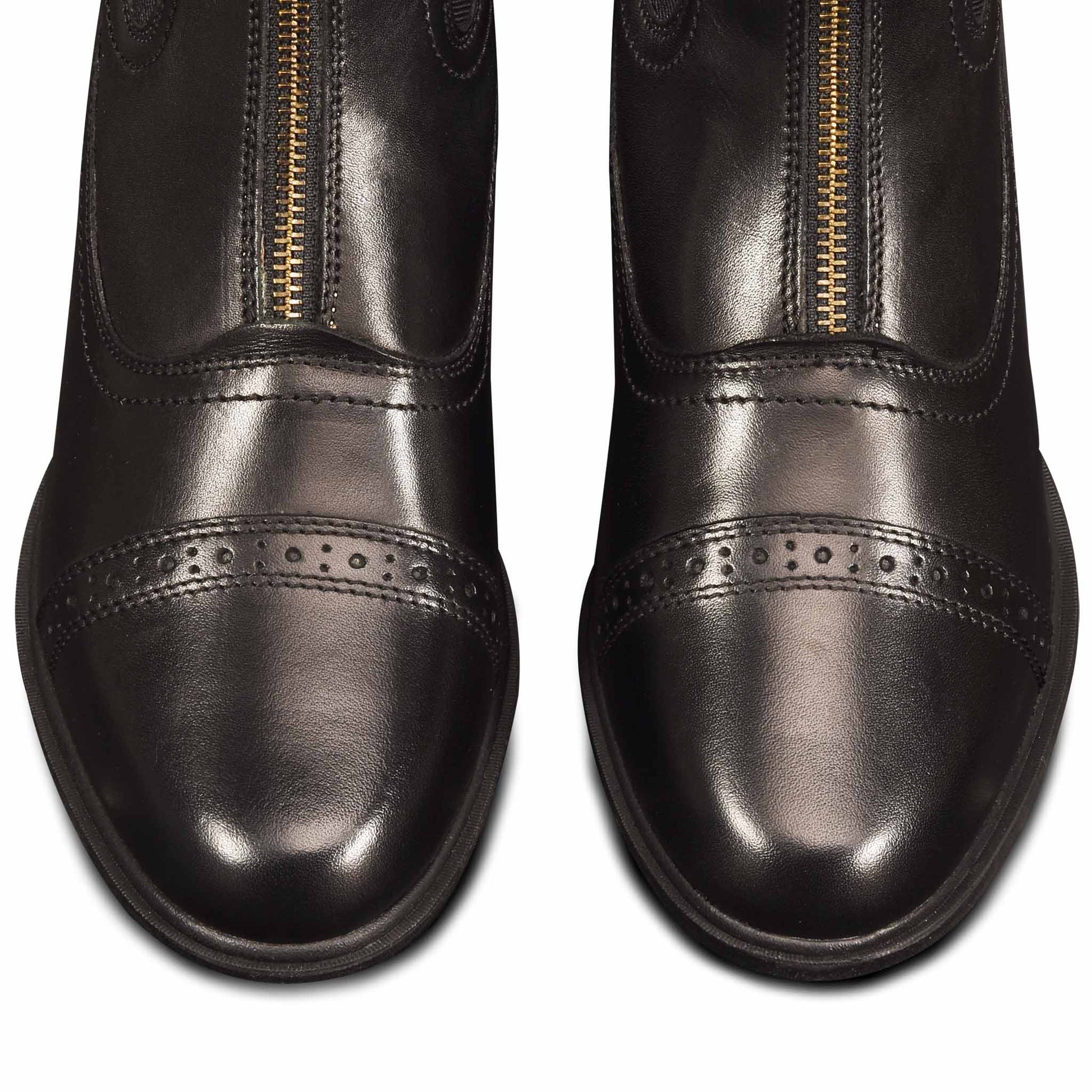 Black paddock boot leather zip