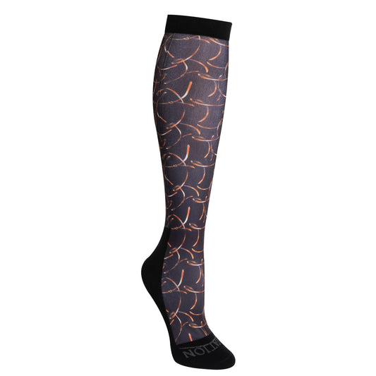 Knee-high sock with pattern on a white background