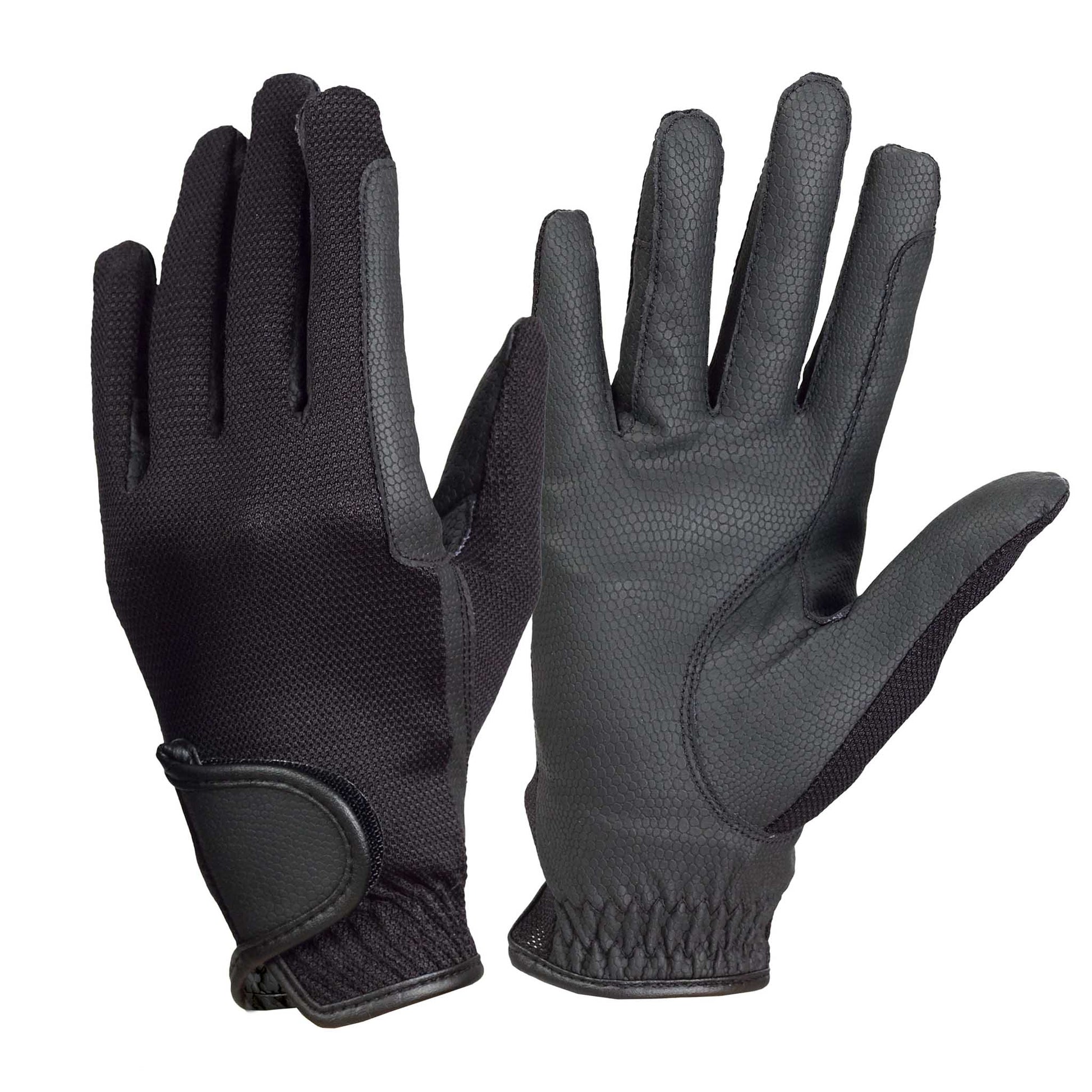 black textured riding gloves