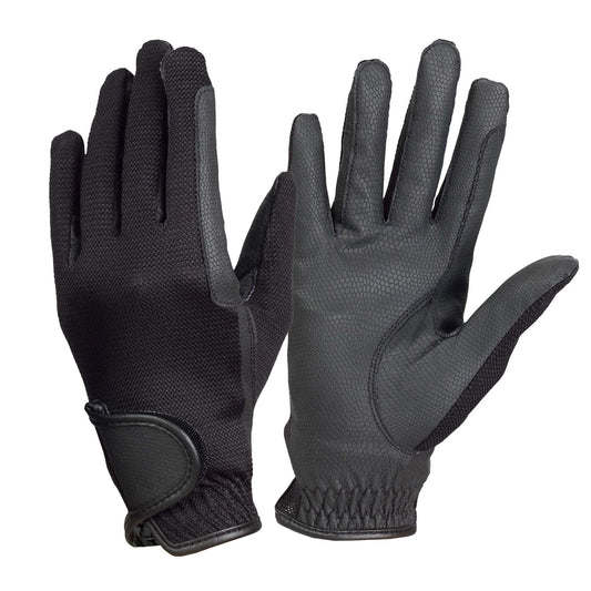 black textured riding gloves