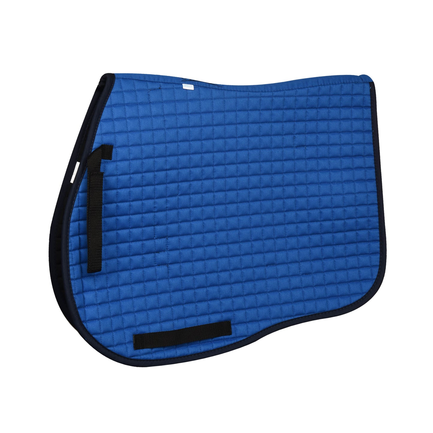 blue quilted saddle pad with navy trim
