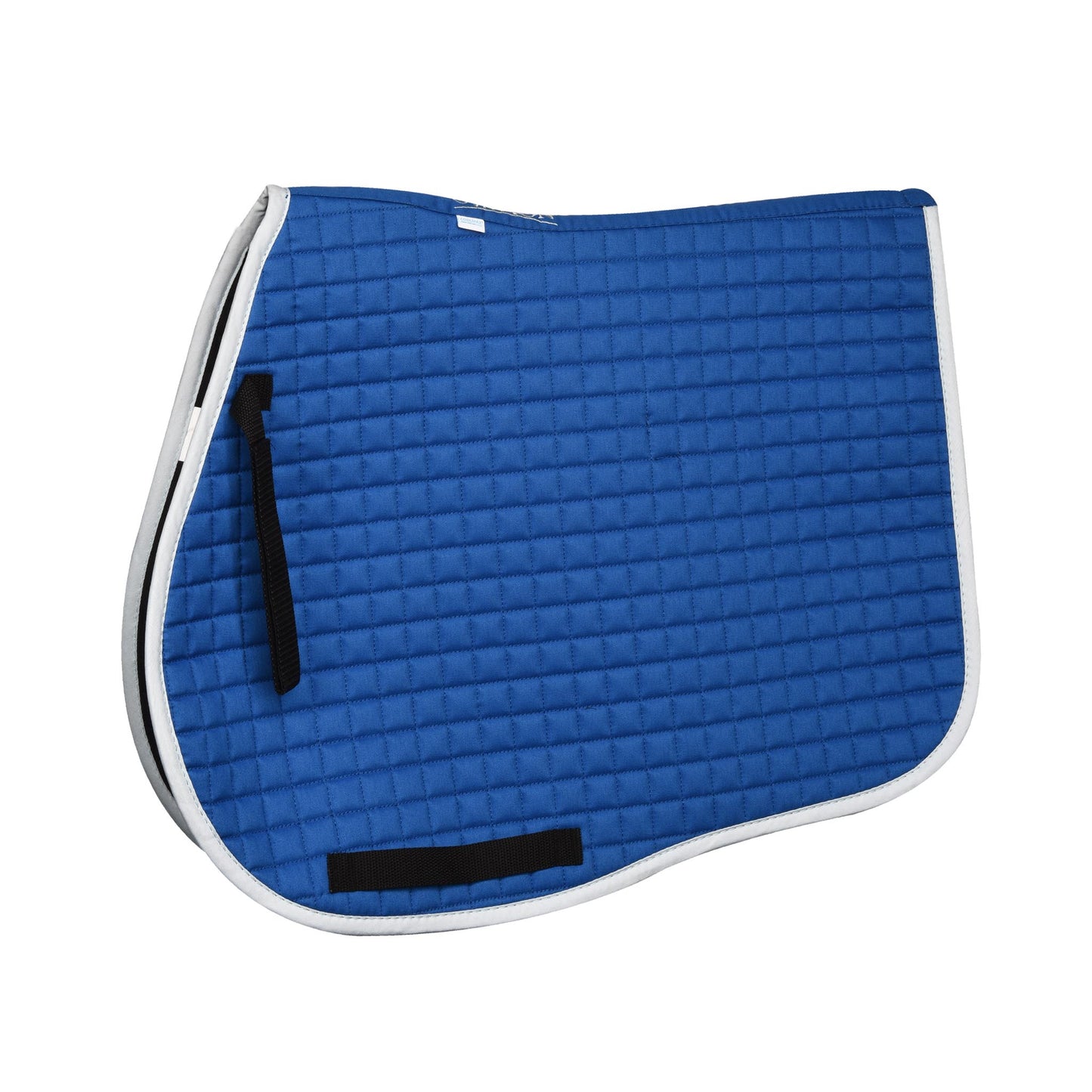 blue quilted saddle pad with light blue trim